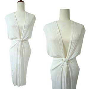 AMARYLLIS White Lightweight Knotted Beach Coverup Size M